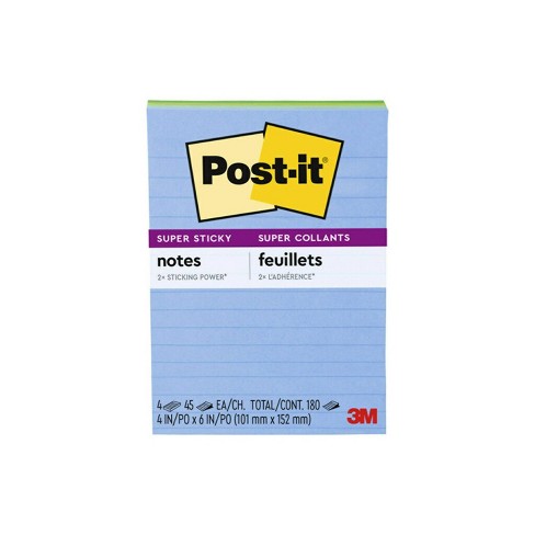Post-it 4pk 4" x 6" Super Sticky Notes 45 Sheets/Pad - image 1 of 4