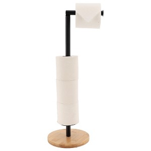Evideco French Home Goods Freestanding Toilet Paper Holder Stand with Bamboo Base - 1 of 4