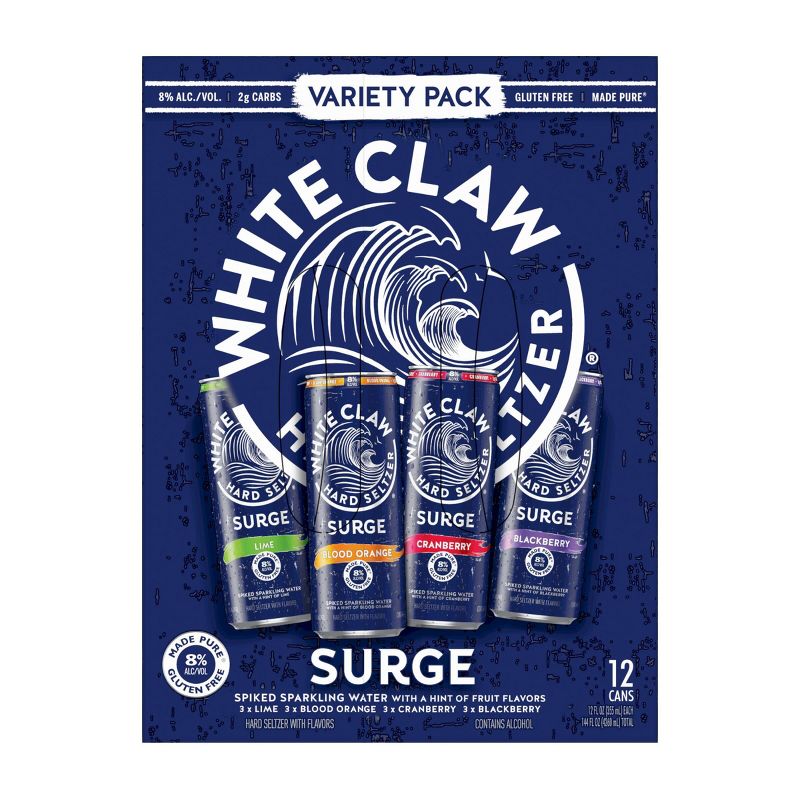 White Claw SURGE Hard Seltzer Variety Pack - 12pk/12 fl oz Slim Cans, 6 of 10