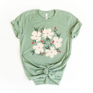 Simply Sage Market Women's Pink Flowers and Buds Short Sleeve Graphic Tee - 1 of 4