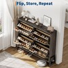 Shoe rack, entryway shoe storage with 4 flip-top drawers, free-standing metal legs, with 3 adjustable shelves, suitable for hallways, oak - 3 of 4