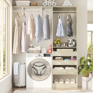 Aheaplus 20"-60" Closet System with Three Wooden Drawers - 1 of 4