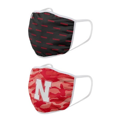 NCAA Nebraska Cornhuskers Adult Face Covering 2pk