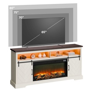 VEVOR Fireplace TV Stand,Farmhouse Fireplace TV Stand for TVs up to 80 inch, Farmhouse Entertainment Center with 36 inch Fireplace & LED Lights,White - 1 of 4