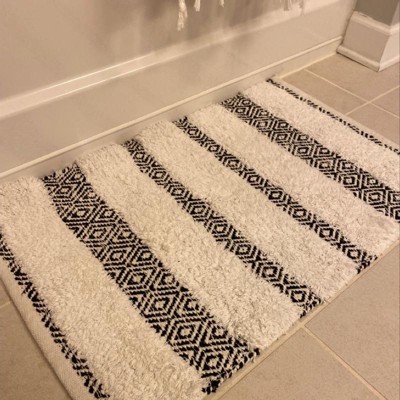 Striped Bath Rug White/black - Opalhouse™ : Target