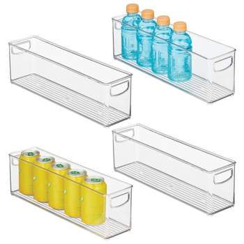 mDesign Plastic Kitchen Pantry Storage Organizer Bin with Handles, 4 Pack - Clear, 16 x 3.75 x 5
