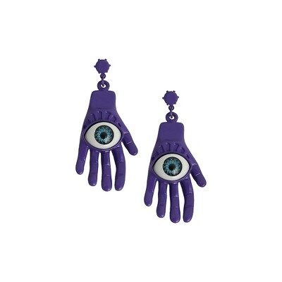 SOHI Women's Amerthyst Purple The Hamsa Drop Earrings