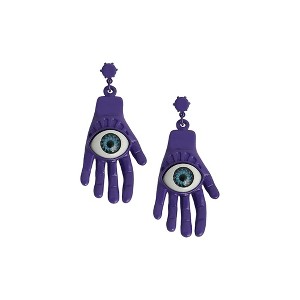 SOHI Women's Amerthyst Purple The Hamsa Drop Earrings - 1 of 4