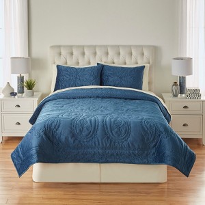 BrylaneHome Embroidered Velvet Quilt Set - 1 of 1