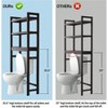 Over Toilet Storage Organizer Rack 3 Tier Freestanding Above Toilet Stand with 3 Hooks Bathroom Restroom Laundry Espresso - 3 of 4
