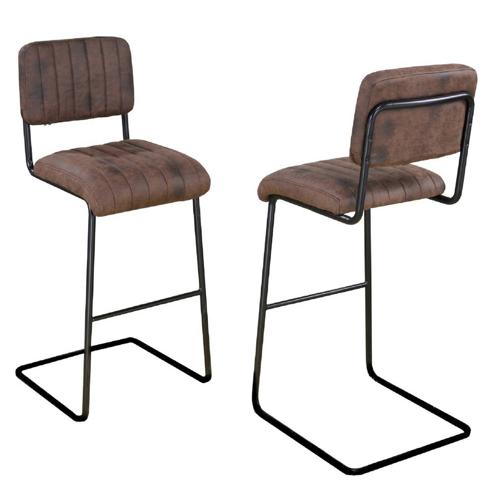 Brassex Set of 2 Damien Counter Height Barstools Brown