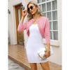 Women's Cropped Open Knit Cardigan - Lightweight Short Sleeve Cover Up - 3 of 4
