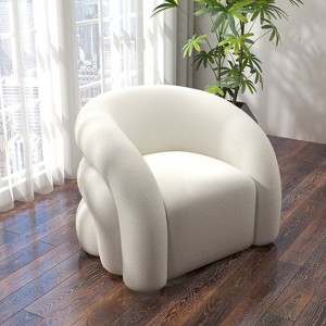 SEYNAR Modern Glam Boucle Accent Armchair with Tufted Back - 1 of 4