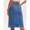 INSPIRE CHIC Women's Denim Pockets High Waisted Front Slit Stretch Sheath Midi Jean Skirts - 4 of 4