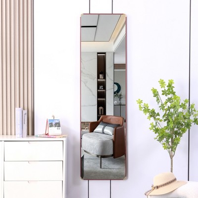 FURNIinspire Full Length Mirrors Floor Standing Wall Mirror, Bedroom Foyer, Clothing Store, Wall Mounted Mirror, Square Red, 16.5"*0.57"*60"