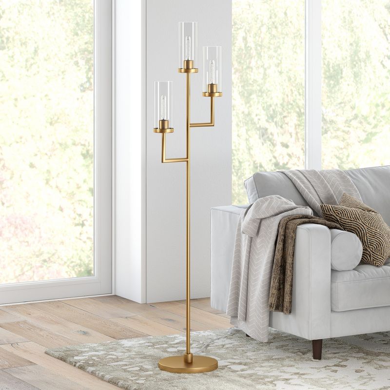 Hampton & Thyme 3-Light Torchiere Floor Lamp with Glass Shade, 3 of 11