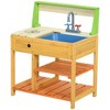 Outsunny Mud Kitchen, Outdoor Kitchen Playset for Kids with Realistic Play Kitchen Toys, Faucet and Sink, Storage Shelves for Ages 3-8 Years Old - 4 of 4