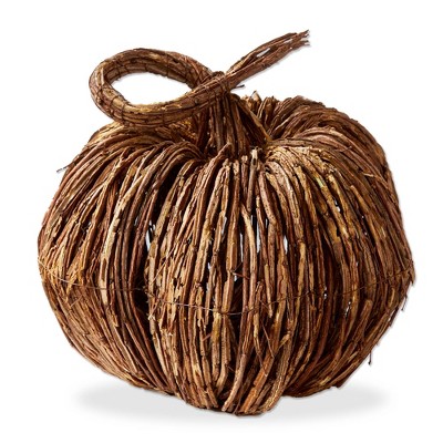 tag Large Natural Wood Vine Pumpkin Decor - Thanksgiving Decorative Sculpture, 11" x 11" x 10" - Holiday Home Accent
