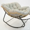 Gulches Beige Rattan Wicker Outdoor Egg Rocking Chair, Metal Frame & Plush Cushion, 450 lbs Capacity for Patio & Living Room - 3 of 4