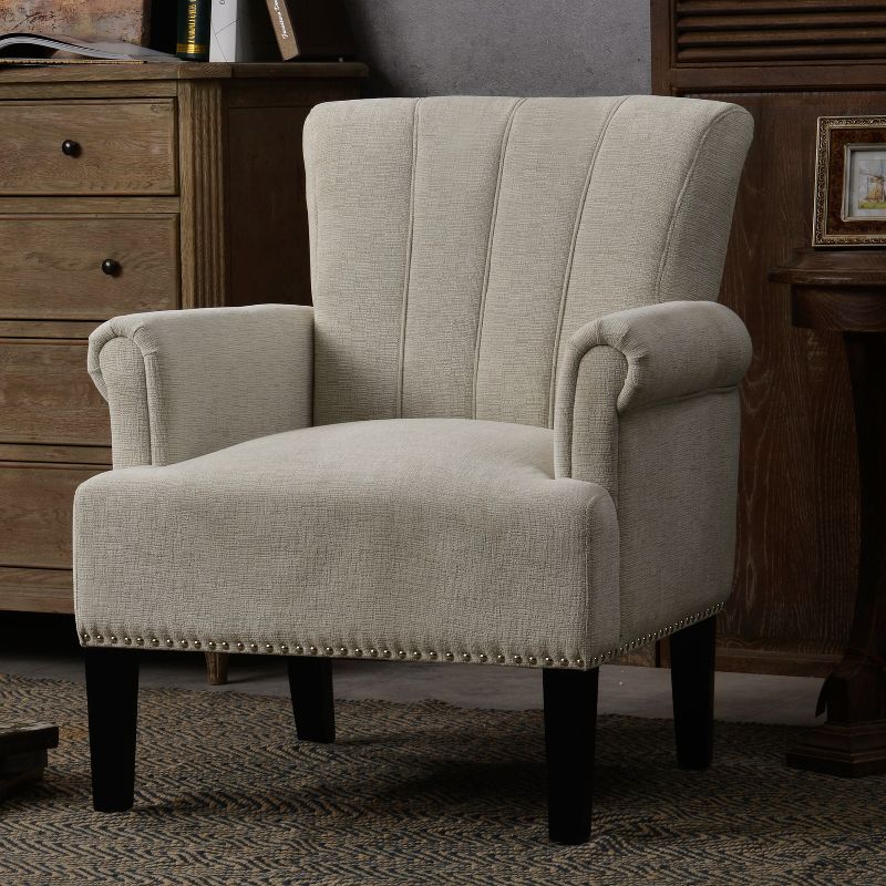 Accent Rivet Tufted Polyester Armchair-ModernLuxe, 1 of 8