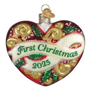 Old World Christmas Blown Glass Ornament for Christmas Tree, 2025 First Christmas Heart - 1 of 4