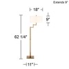 Possini Euro Design Artisan Swing Arm Floor Lamp 62.25" Tall Warm Antique Brass Linen Drum Shade for Living Room Reading Bedroom Office - 4 of 4