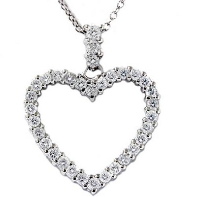 Pompeii3 .75CT Real Diamond Heart Shape Pendant 14K White Gold