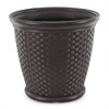 Suncast Sonora 22" Plastic Wicker Indoor or Outdoor Decorative Garden Flower Planter for Entryways, Porch, and Backyard Patios, Dark Brown (4 Pack) - 2 of 4