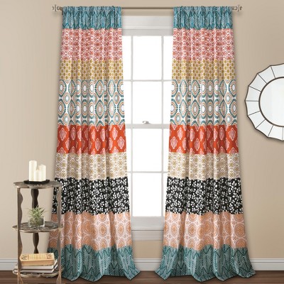 teal window curtains