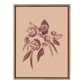 Kate and Laurel Sylvie Painted Floral Framed Canvas by Kate Aurelia Holloway, 18x24, Gold