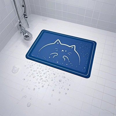 DOMETOUR Non-Slip Quick Dry Bath Mat Super Absorbent Cotton/Polyester Low Profile Fits Under Door