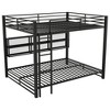 Whisen Metal Queen over Queen Bunk Bed with Ample Storage Cabinets, LED Lighting and Guard Rails - Black - 4 of 4