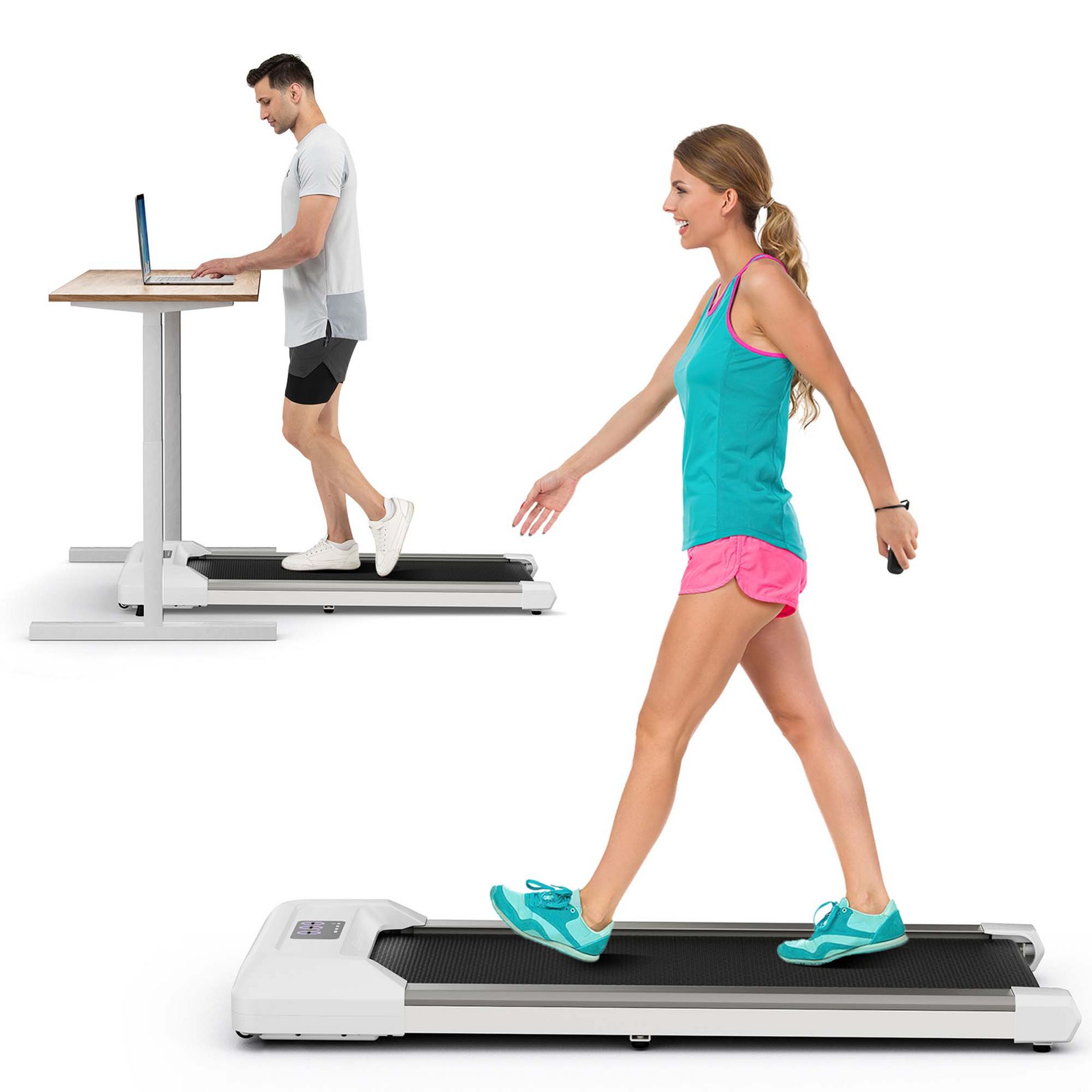 SuperFit 0.6-3.8MPH Walking Pad Under Desk Treadmill with Remote Control and LED Display Grey