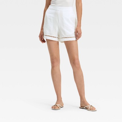 Women's High-Rise Ladder Trim Shorts - A New Day™
