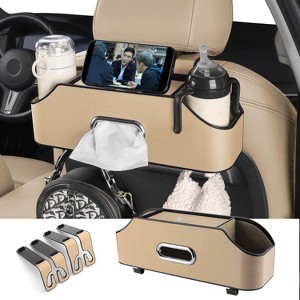 Car Back Seat Organizer with 2 Cup Holders, Napkin Holders with Hook for Travel & Kids - 1 of 4