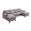 U-Shaped Modular Sectional Sofa with Chaise Lounge, Terrycloth Upholstered 4-Seater Couch with 4 Waist Pillows for Living Room - 4 of 4