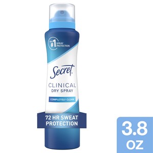 Secret Clinical Antiperspirant Deodorant Dry Spray - Completely Clean - 3.8oz - 1 of 4