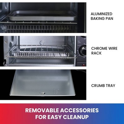 Compact Black Stainless Steel 4-Slice Convection Toaster Oven