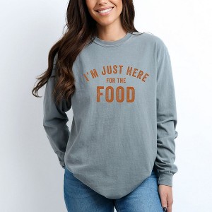 Simply Sage Market Women's I'm Just Here For The Food Long Sleeve Garment Dyed Tee - 1 of 4