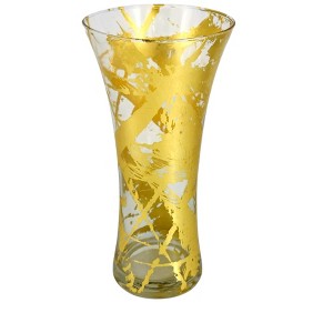 Slickblue Wide Flared Glass Vase, Hand Gilded Curved Design, Handmade Centerpiece for Home Décor, Color & Size Options - 1 of 4