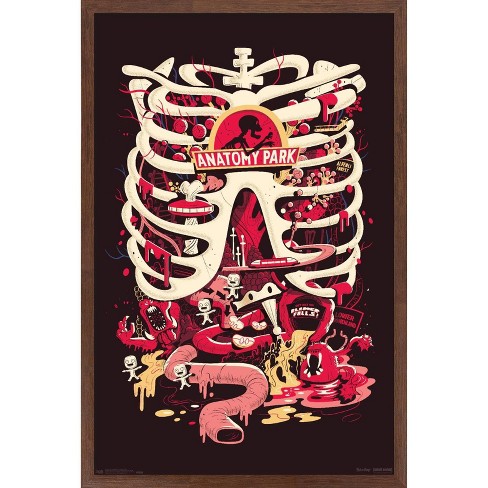 Trends International Rick And Morty - Anatomy Park Framed Wall Poster  Prints Mahogany Framed Version 22.375 X 34 : Target