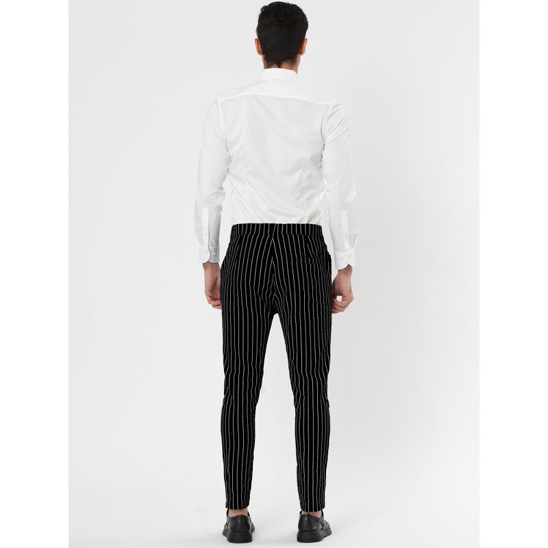 Lars Amadeus Men's Dress Striped Slim Fit Flat Front Business Trousers, 5 of 7