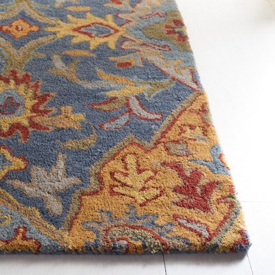 Handmade Blue Wool Tufted Rectangular Area Rug 5' x 8'