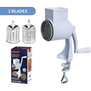 Manual Nut Chopper Grinder, Rotary Cheese Grater Hand Crank Shredder, Multifunctional Dried Fruit Crusher, Peanut Masher Device for All Nuts, White - 1 of 4