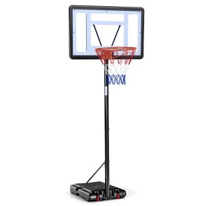 Portable Basketball Hoop Outdoor, 4.5FT-10FT Height Adjustable Basketball Goal, Shatterproof Backboard, Built-in Wheels, Basketball Stand, Black - 1 of 4