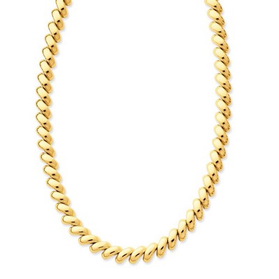 Black Bow Jewelry 8mm 14k Yellow Gold Hollow San Marco Chain Necklace 17 Inch