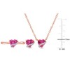 EVERLY JEWELRY | 3 7/8ct TGW Created Pink Sapphire and Diamond Stud Earrings, Swirl Pendant, and Heart Ring Set in Rose Plated Sterling Silver - 3 of 4