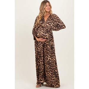 leopard maxi dress target Anna-Kaci Long Sleeve Leopard Print Midi Dress with V Neck Elastic Waist Flowy A Line Fit Casual Dress, Plus-1X-14W-16W / Brown