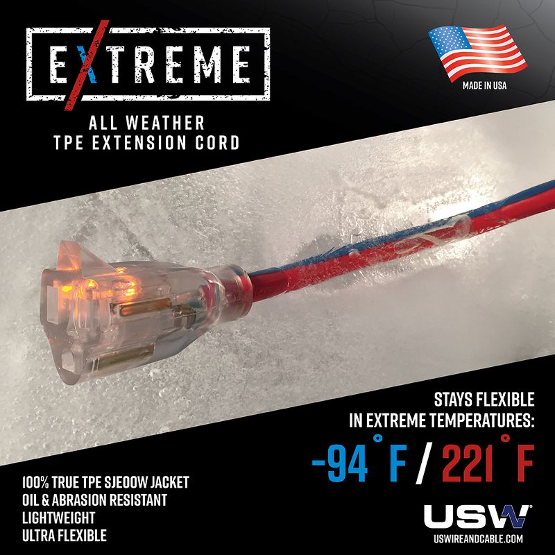 USW 12/3 Extreme Cold Weather Extension Cords with Lighted Plug, 5 of 6
