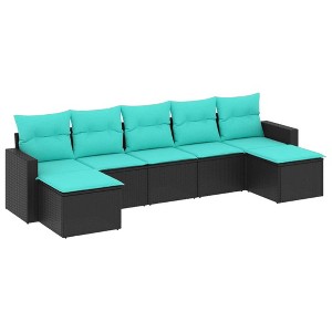 vidaXL Garden Sofa Set Black, Blue - 1 of 4